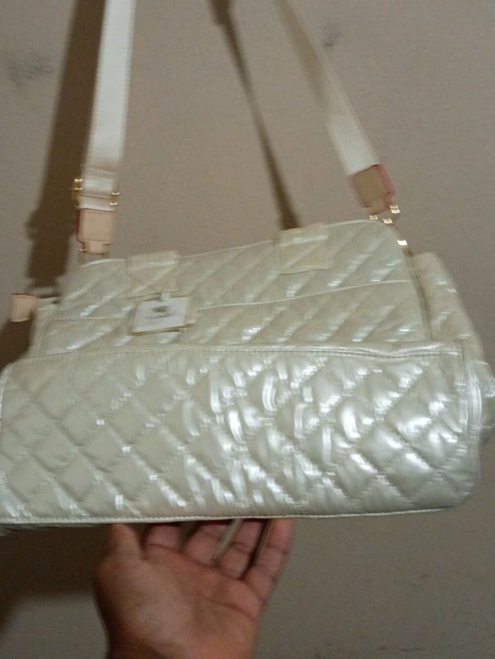 Lemonbella Jennifer Quilted Pickleball Tote Handbag Diamond Pearl New with Tags - Picture 5 of 16